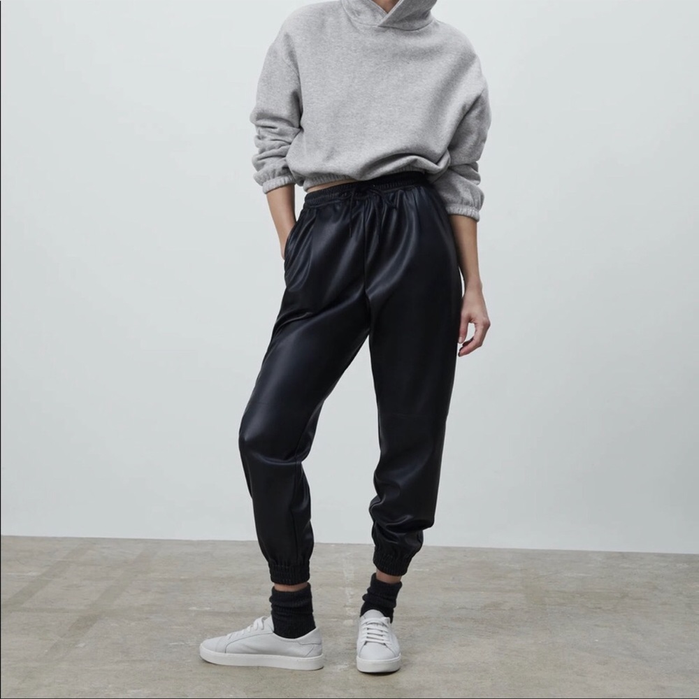 Zara leather joggers